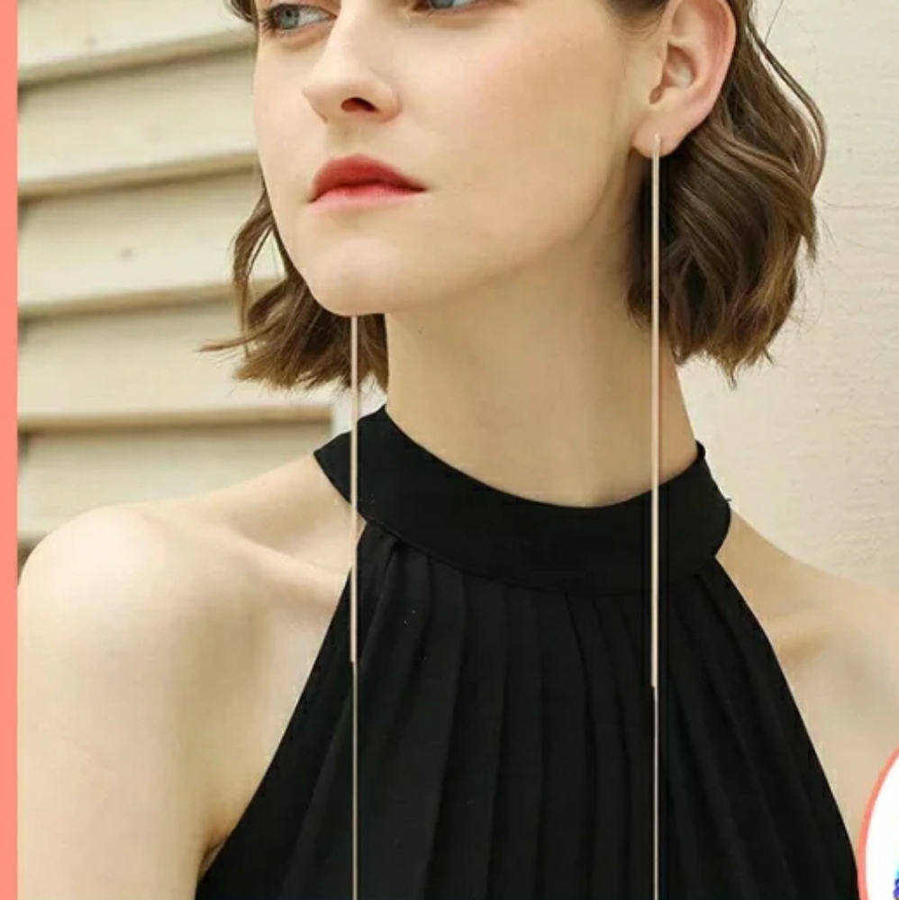 Long Drop Golden Earrings